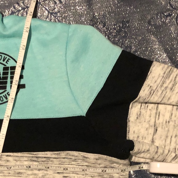 Turquoise 1/4 Zip Color Block Kangaroo Pocket Sweatshirt CLOSET CLEAR OUT - Picture 5 of 8